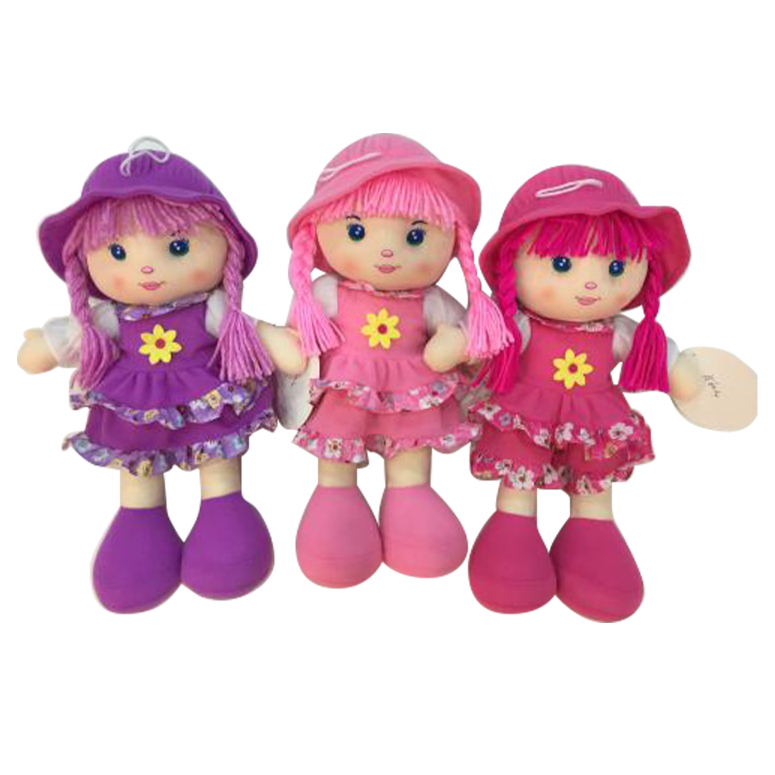 MUNECA BLANDITA CON TRENZAS 36 CMS COLORES