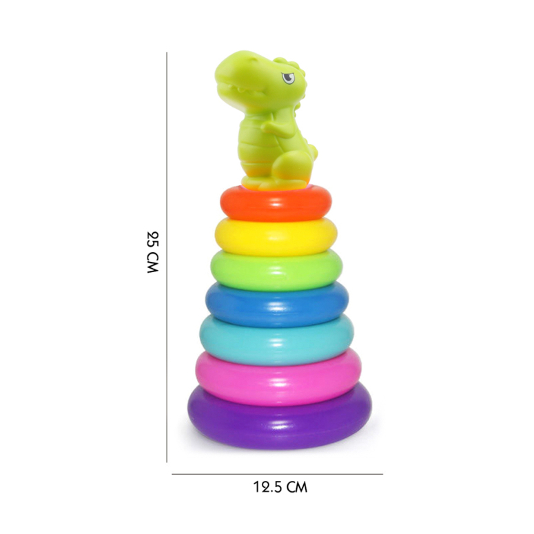 JUEGO DE ARGOLLAS APILABLES CON FIGURA DINOSAURIO