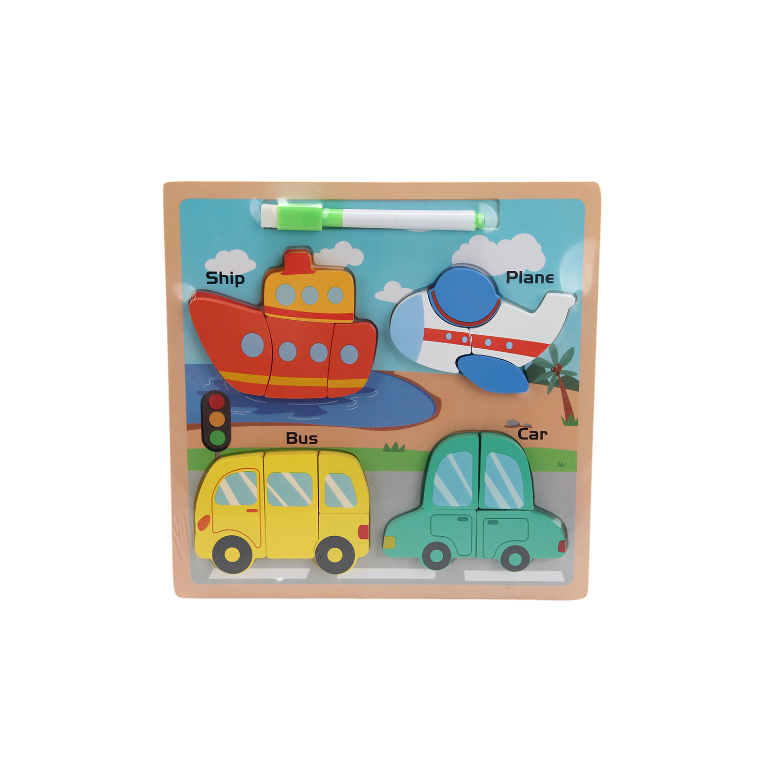 PUZZLE DIDACTICO DE MADERA CON PIZARRA Y LAPIZ