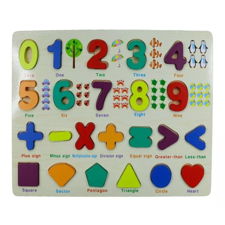 ENCAJE DE MADERA NUMEROS LETRAS Y FIGURAS