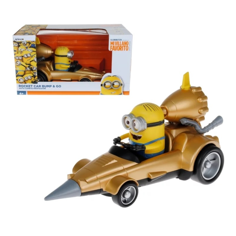 MINIONS AUTO COHETE BUMP AND GO DAVE CON LUCES Y SONIDOS