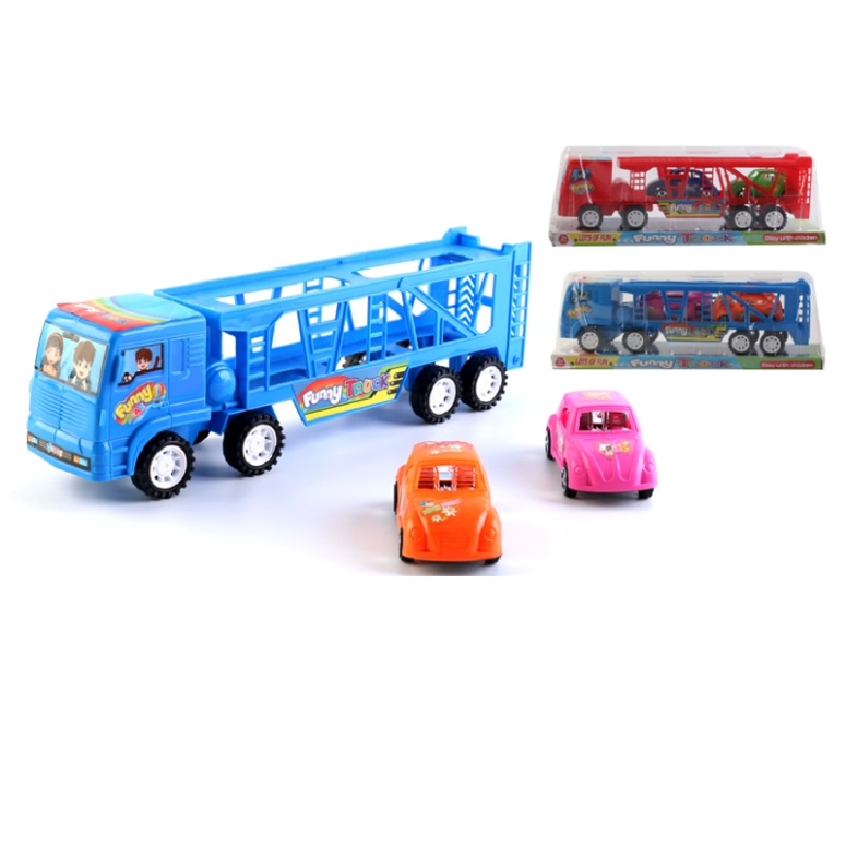 CAMION A FRICCION CON 2 AUTOS