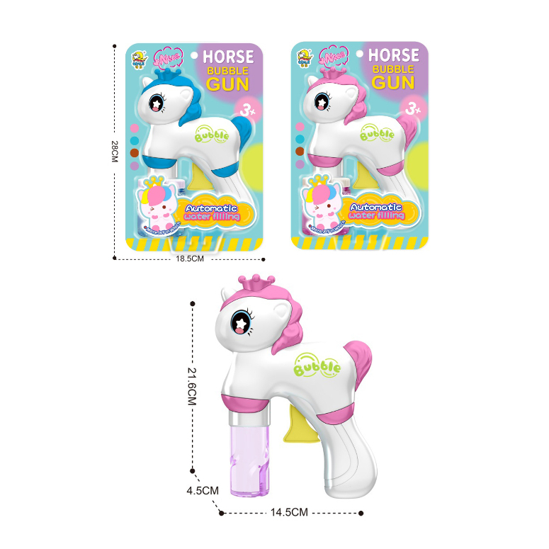 LANZA BURBUJAS DE UNICORNIO CON ACCESORIOS Y DISPLAY