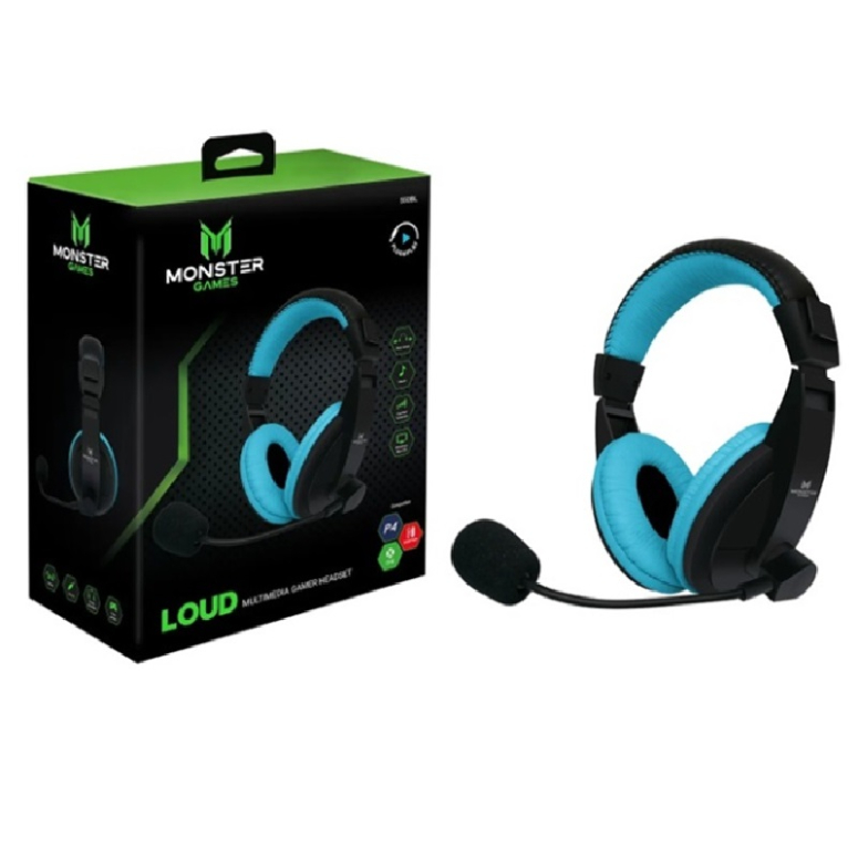 MONSTER GAMES HEADSET GAMER LOUD BLUE