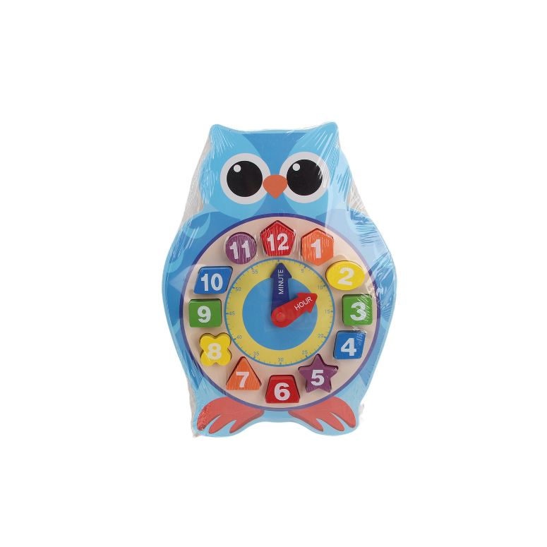 RELOJ BUHO Y NUMEROS DE ENCAJE DE MADERA