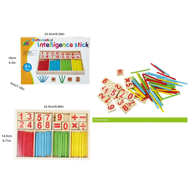 CAJA DE MADERA CON MATEMATICAS DE APRENDIZAJE