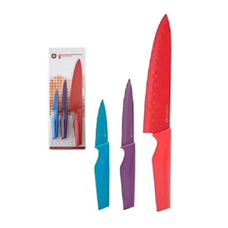 SET DE 3 CUCHILLOS ACERO INOXIDABLE