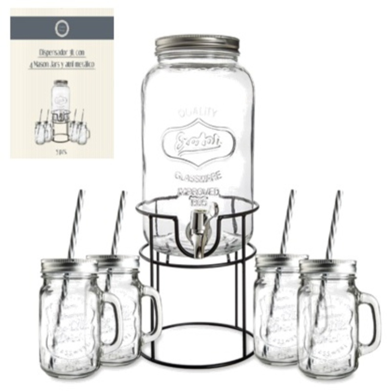 SET 5 PZS DISPENSADOR 3 LTS CON JARROS Y ATRIL