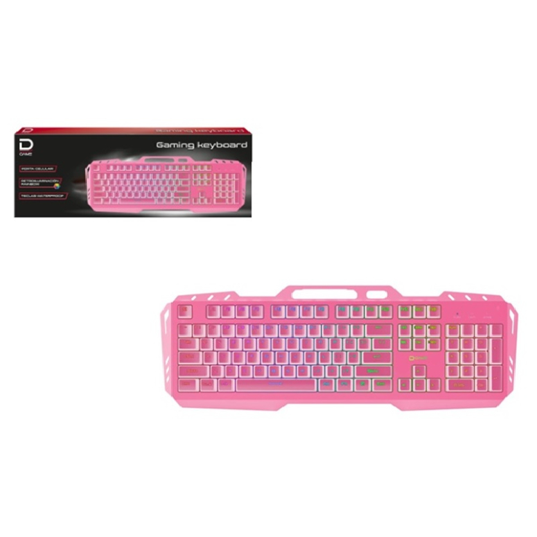 TECLADO GAMING RETROILUM ROSADO USB