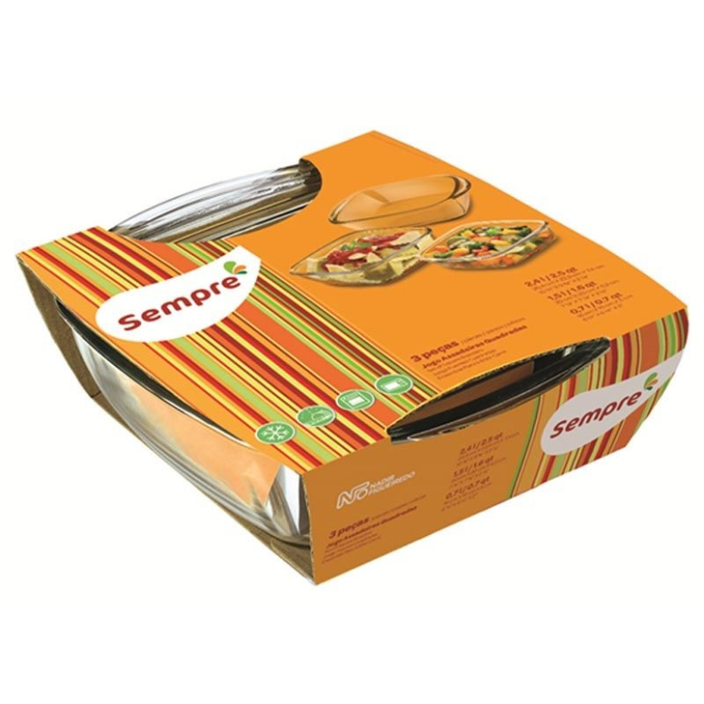 SET 3 ASADERAS CUADRADA 07L15L24L SEMPRE
